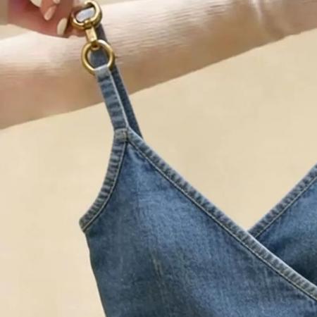 BY17024# 小个子牛仔吊带背心无袖显瘦外穿上衣气质爆款薄款高级感打底衫  服裝批發女裝批發服飾貨源