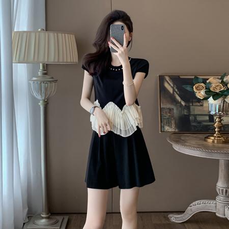 BY17081# 夏季新款温柔风超显瘦甜美时尚休闲运动套装女减龄洋气两件套  服裝批發女裝批發服飾貨源