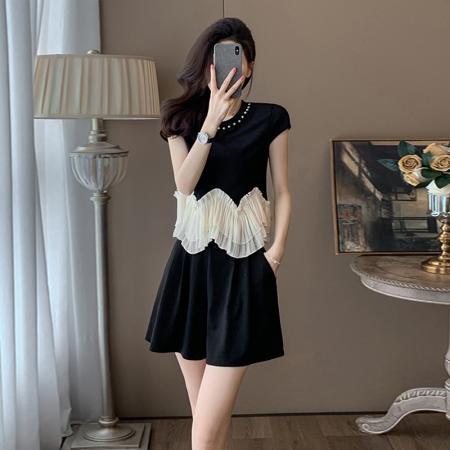 BY17081# 夏季新款温柔风超显瘦甜美时尚休闲运动套装女减龄洋气两件套  服裝批發女裝批發服飾貨源