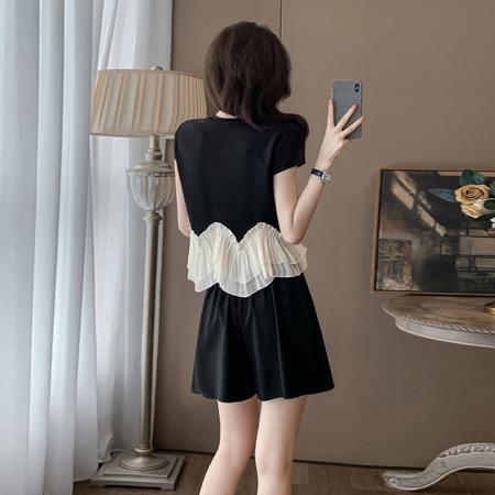 BY17081# 夏季新款温柔风超显瘦甜美时尚休闲运动套装女减龄洋气两件套  服裝批發女裝批發服飾貨源