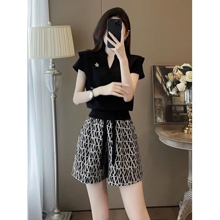 BY17086# 夏天搭配一整套时尚减龄洋气小个子炸街休闲运动短裤两件套装女  服裝批發女裝批發服飾貨源