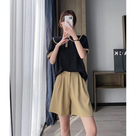 大码女装小香风翻领套装女设计感小众夏别致短裤洋气两件套  服裝批發女裝批發服飾貨源