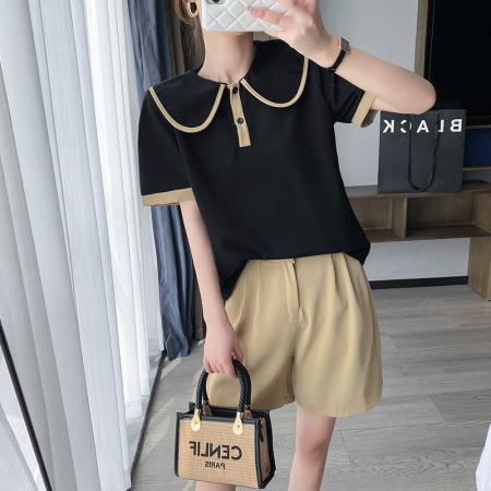 大码女装小香风翻领套装女设计感小众夏别致短裤洋气两件套  服裝批發女裝批發服飾貨源