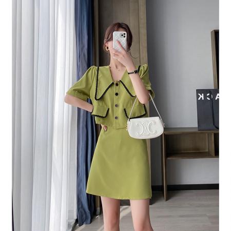 大码女装夏季新款小香风西装减龄时尚两件套套裙潮  服裝批發女裝批發服飾貨源