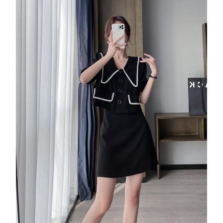 大码女装夏季新款小香风西装减龄时尚两件套套裙潮  服裝批發女裝批發服飾貨源