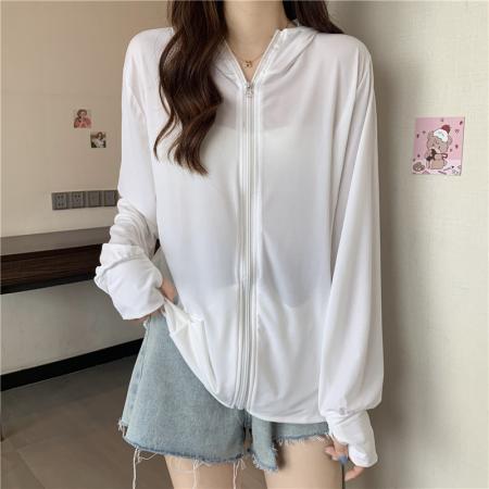 新款夏季防紫外线透气薄款冰丝连帽百搭防晒服上衣女  服裝批發女裝批發服飾貨源