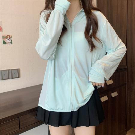 新款夏季防紫外线透气薄款冰丝连帽百搭防晒服上衣女  服裝批發女裝批發服飾貨源