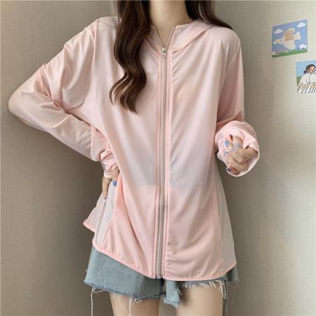 新款夏季防紫外线透气薄款冰丝连帽百搭防晒服上衣女  服裝批發女裝批發服飾貨源