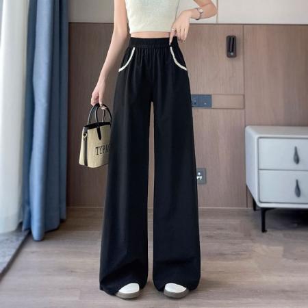 高级灰冰丝速干阔腿裤女夏季透气凉凉垂坠遮粗腿显瘦休闲裤  服裝批發女裝批發服飾貨源