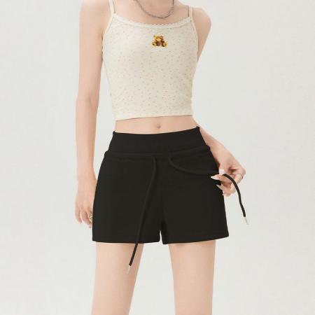 蓝色辣妹运动短裤女夏季薄款外穿高腰a字显瘦小个子修身美式热裤  服裝批發女裝批發服飾貨源