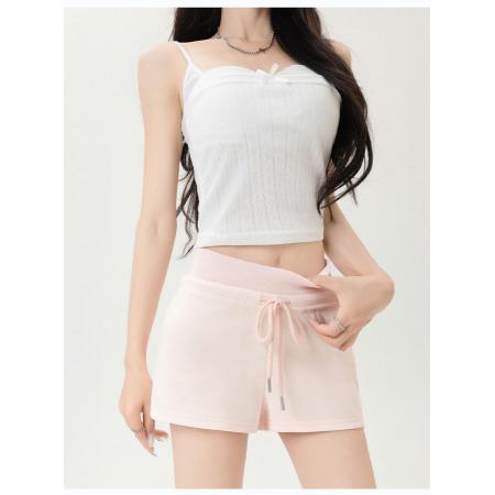 蓝色辣妹运动短裤女夏季薄款外穿高腰a字显瘦小个子修身美式热裤  服裝批發女裝批發服飾貨源