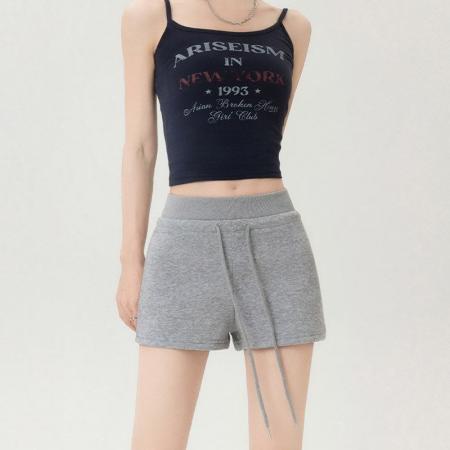 蓝色辣妹运动短裤女夏季薄款外穿高腰a字显瘦小个子修身美式热裤  服裝批發女裝批發服飾貨源