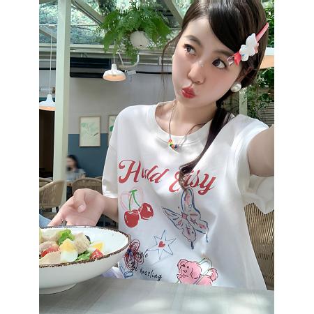 纯棉春夏装短袖T恤女韩版印花  服裝批發女裝批發服飾貨源