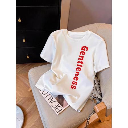 纯棉正肩短袖T恤女印花  服裝批發女裝批發服飾貨源