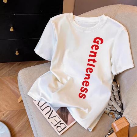 纯棉正肩短袖T恤女印花  服裝批發女裝批發服飾貨源