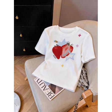 纯棉正肩短袖T恤女印花  服裝批發女裝批發服飾貨源