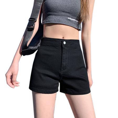 黑色牛仔短裤女夏装薄款ins高街辣妹修身弹力a字包臀高腰热裤子潮  服裝批發女裝批發服飾貨源