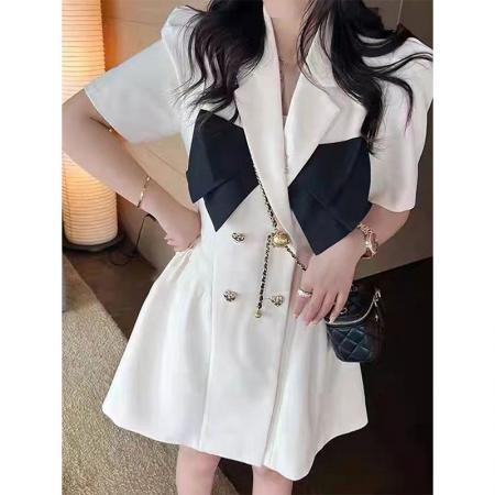 女装欧货高级感气质西装蝴蝶结a字职业连衣裙女  服裝批發女裝批發服飾貨源