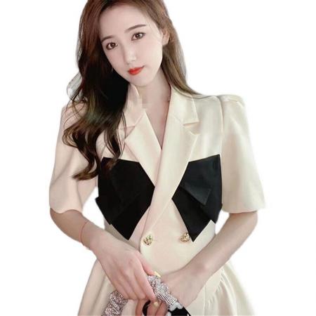 女装欧货高级感气质西装蝴蝶结a字职业连衣裙女  服裝批發女裝批發服飾貨源