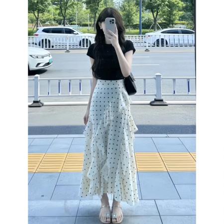 初夏季新款女装淡人高知穿搭绝美独特漂亮法式连衣裙子两件套  服裝批發女裝批發服飾貨源