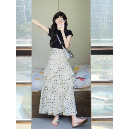 初夏季新款女装淡人高知穿搭绝美独特漂亮法式连衣裙子两件套  服裝批發女裝批發服飾貨源