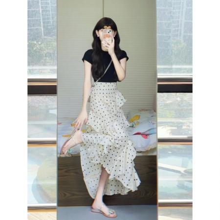 初夏季新款女装淡人高知穿搭绝美独特漂亮法式连衣裙子两件套  服裝批發女裝批發服飾貨源