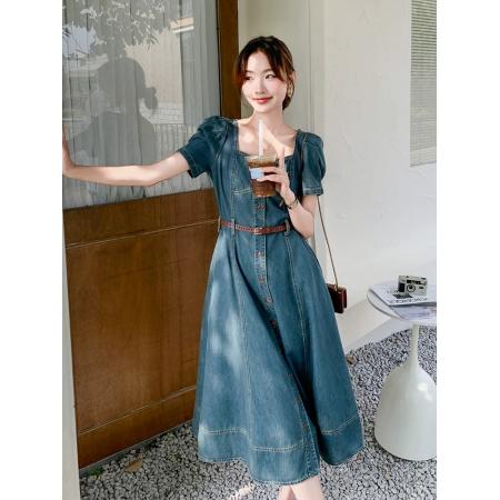 BY17181# 港风复古牛仔...