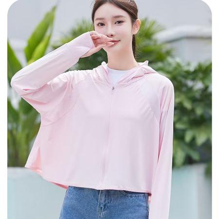 BY17196# 韩版夏季防紫外线黑胶帽檐连帽短款防晒外套女防晒衣女夏季上衣