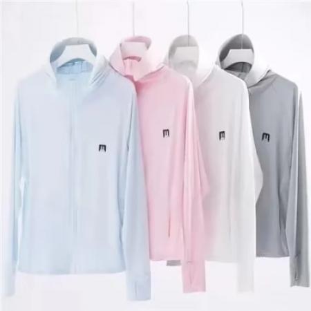 BY17197# 韩版开衫拉链透气夏季新款开衫拉链透气冰凉舒适连帽防晒衣外套女