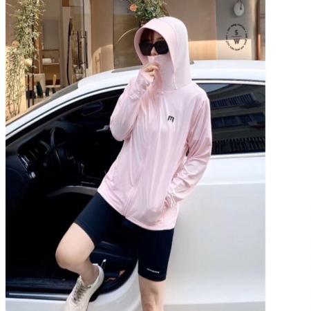 BY17197# 韩版开衫拉链透气夏季新款开衫拉链透气冰凉舒适连帽防晒衣外套女