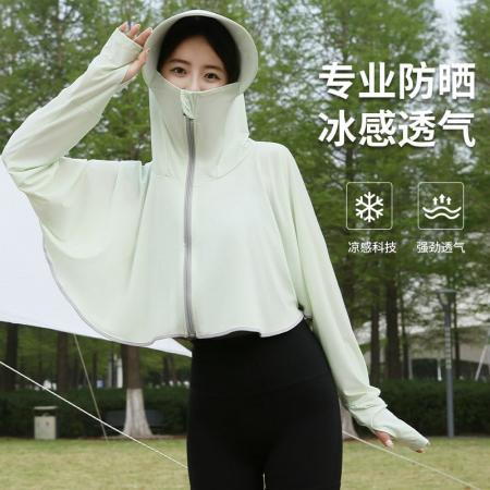 BY17198# 冰丝薄款一体大帽檐防紫外线开衫夏季轻薄透气百搭防晒衣外套女