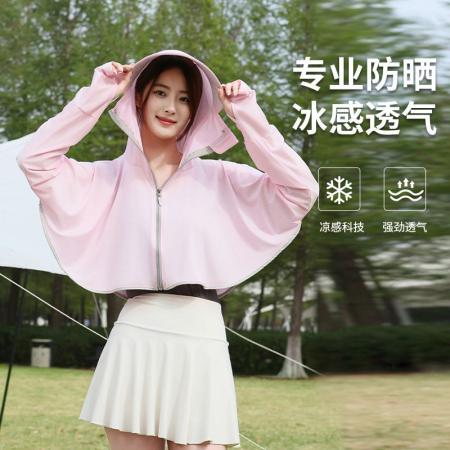 BY17198# 冰丝薄款一体大帽檐防紫外线开衫夏季轻薄透气百搭防晒衣外套女