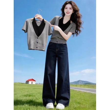 BY17201# 设计感假两件...