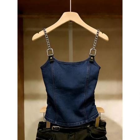 BY17202# 链条牛仔吊带...