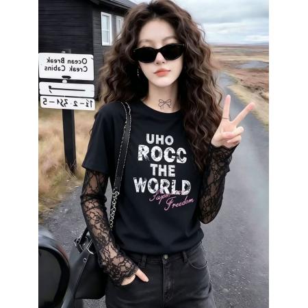 BY17235# 官拍大码女装夏季独特漂亮上衣高级小众不撞款减龄洋气黑色假两件