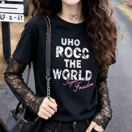 BY17235# 官拍大码女装夏季独特漂亮上衣高级小众不撞款减龄洋气黑色假两件