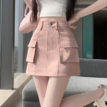 BY17238# 短裤裙女夏新款薄款时尚辣妹显瘦宽松高腰直筒工装裤子