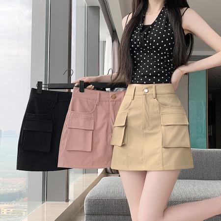 BY17238# 短裤裙女夏新款薄款时尚辣妹显瘦宽松高腰直筒工装裤子