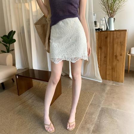 BY17244# 法式钩花蕾丝半身裙夏新款优雅修身高腰显瘦包臀短裙
