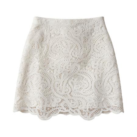 BY17244# 法式钩花蕾丝半身裙夏新款优雅修身高腰显瘦包臀短裙
