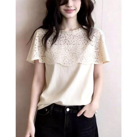 BY17255# 法系蕾丝镂空...