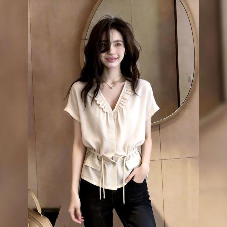 BY17256# 独特漂亮超好看上衣女夏季新款法式设计感小众时尚气质女装