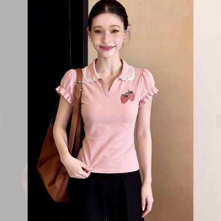 BY17274# 夏季新款韩版短袖T恤女设计感