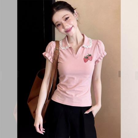 BY17274# 夏季新款韩版短袖T恤女设计感