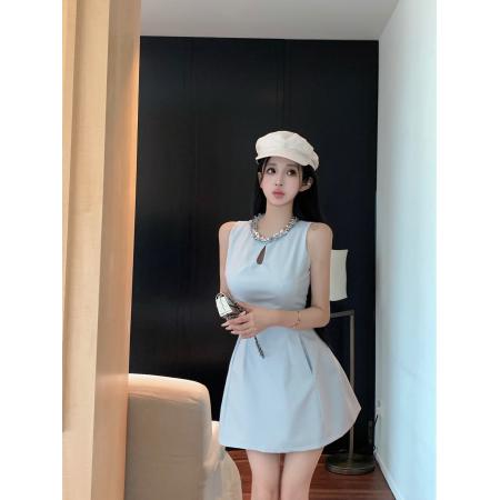 BY17351# 无袖法式连衣裙女夏季高级感背心裙a字裙千金裙子