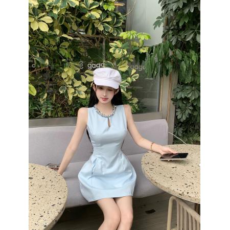 BY17351# 无袖法式连衣裙女夏季高级感背心裙a字裙千金裙子