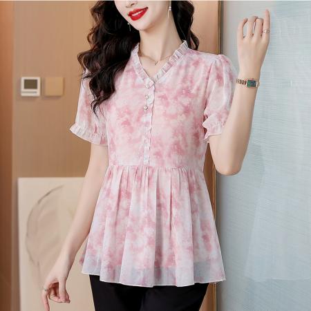 BY17397# 今年夏季新款短袖女装上衣时尚宽松遮肚显瘦小衫