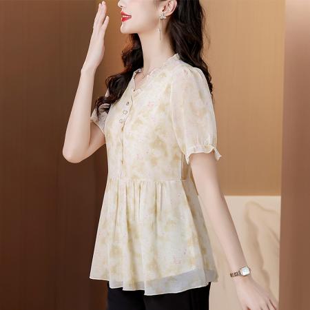 BY17397# 今年夏季新款短袖女装上衣时尚宽松遮肚显瘦小衫