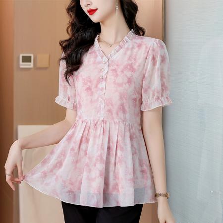 BY17397# 今年夏季新款短袖女装上衣时尚宽松遮肚显瘦小衫