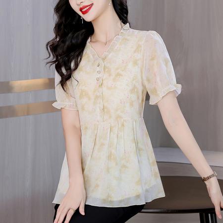BY17397# 今年夏季新款短袖女装上衣时尚宽松遮肚显瘦小衫
